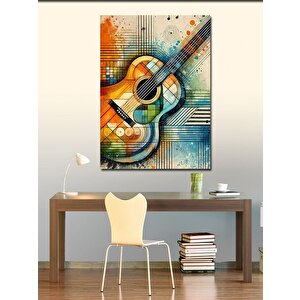 Kanvas Tablo Soyut Gitar Ve Renkli Desenler 50x70 cm