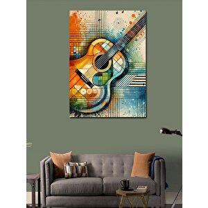 Kanvas Tablo Soyut Gitar Ve Renkli Desenler 50x70 cm