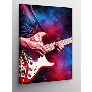 Kanvas Tablo Galaksi Ve Elektro Gitar 100x140 cm