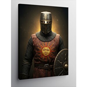 Kanvas Tablo Zırhlı Şövalye Çizimi 70x100 cm