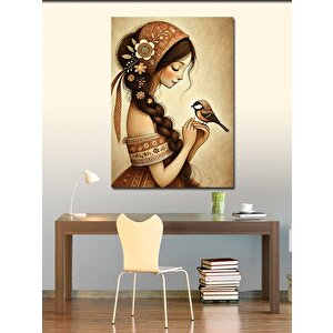 Kanvas Tablo Kuş Ve Kadın 50x70 cm