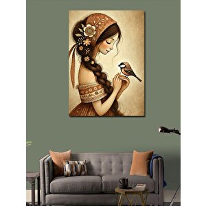 Kanvas Tablo Kuş Ve Kadın 50x70 cm