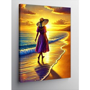 Kanvas Tablo Gün Batımında Kadın 70x100 cm
