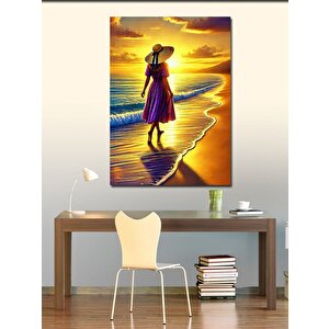 Kanvas Tablo Gün Batımında Kadın 70x100 cm