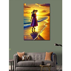 Kanvas Tablo Gün Batımında Kadın 70x100 cm
