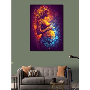 Kanvas Tablo Soyut Hamile Kadın Ve Evren 50x70 cm
