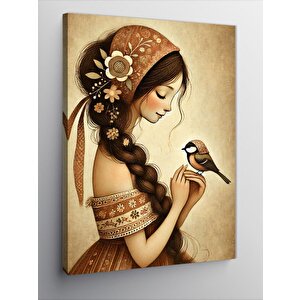 Kanvas Tablo Kuş Ve Kadın 70x100 cm