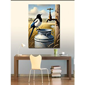 Kanvas Tablo Süt Kovası Ve Kuş 50x70 cm
