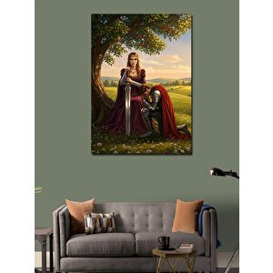 Kanvas Tablo Kılıçlı Kadın Ve Şövalye Figürü 50x70 cm