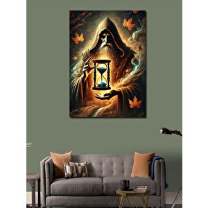 Kanvas Tablo Kum Saati Tutan Kapüşonlu Figür 100x140 cm