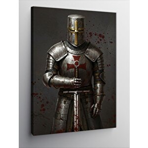 Kanvas Tablo Zırhlı Şövalye Ve Ortaçağ Savaşçısı 100x140 cm