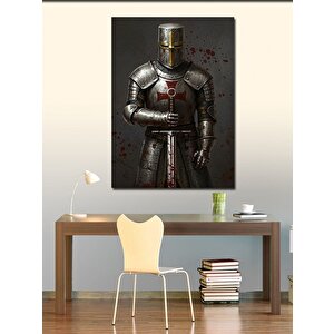 Kanvas Tablo Zırhlı Şövalye Ve Ortaçağ Savaşçısı 100x140 cm