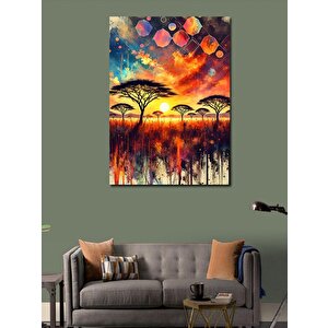 Kanvas Tablo Afrika Gün Batımı Manzarası 70x100 cm