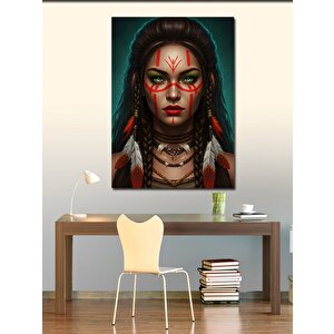 Kanvas Tablo Kızıl Dövmeli Savaşçı Kadın 50x70 cm