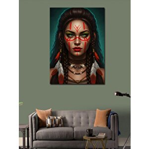Kanvas Tablo Kızıl Dövmeli Savaşçı Kadın 50x70 cm