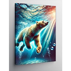 Kanvas Tablo Buz Altında Ayı 100x140 cm
