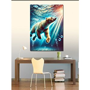 Kanvas Tablo Buz Altında Ayı 100x140 cm