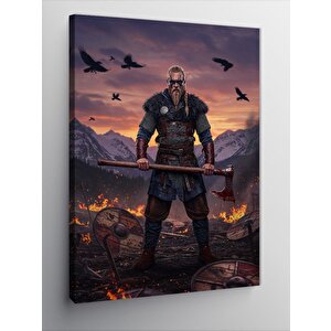 Kanvas Tablo Savaşçı Viking İllüstrasyonu 70x100 cm