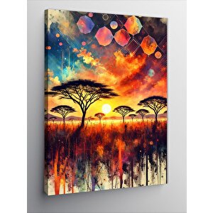 Kanvas Tablo Afrika Gün Batımı Manzarası 50x70 cm