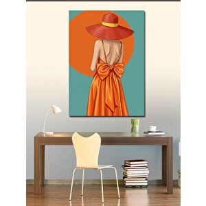 Kanvas Tablo Turuncu Şapkalı Kadın Silüeti 100x140 cm