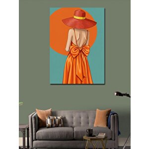 Kanvas Tablo Turuncu Şapkalı Kadın Silüeti 100x140 cm