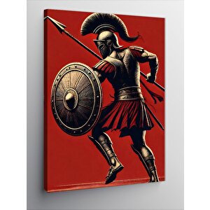 Kanvas Tablo Kalkanlı Ve Mızraklı Savaşçı 100x140 cm