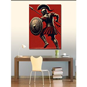 Kanvas Tablo Kalkanlı Ve Mızraklı Savaşçı 100x140 cm