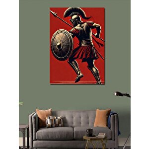 Kanvas Tablo Kalkanlı Ve Mızraklı Savaşçı 100x140 cm