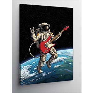 Kanvas Tablo Uzayda Kırmızı Gitar 100x140 cm