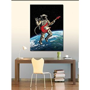 Kanvas Tablo Uzayda Kırmızı Gitar 100x140 cm