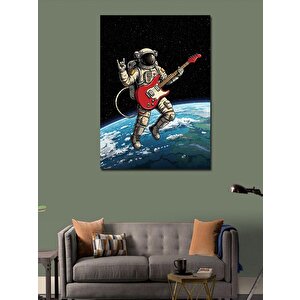 Kanvas Tablo Uzayda Kırmızı Gitar 100x140 cm