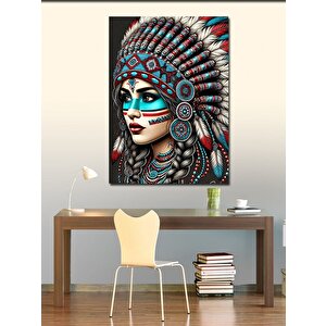 Kanvas Tablo Savaşçı Kızılderili Kadın 70x100 cm