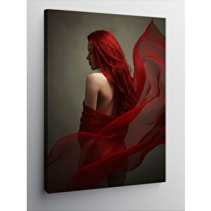 Kanvas Tablo Kırmızı Elbiseli Kadın Silüeti 70x100 cm