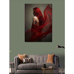 Kanvas Tablo Kırmızı Elbiseli Kadın Silüeti 70x100 cm