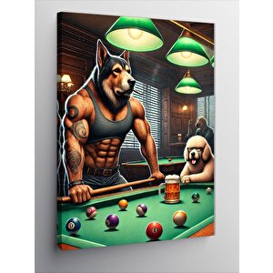 Kanvas Tablo Bilardo Masasında Köpekler 70x100 cm