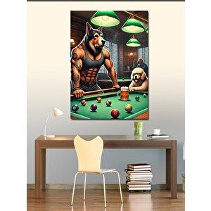 Kanvas Tablo Bilardo Masasında Köpekler 70x100 cm