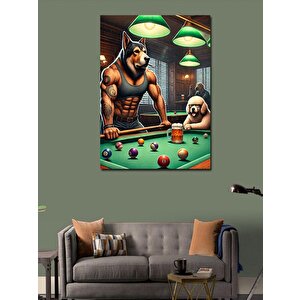 Kanvas Tablo Bilardo Masasında Köpekler 70x100 cm