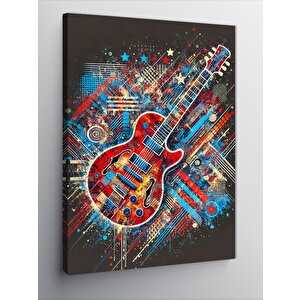 Kanvas Tablo Renkli Elektro Gitar Ve Işık Efektleri 100x140 cm
