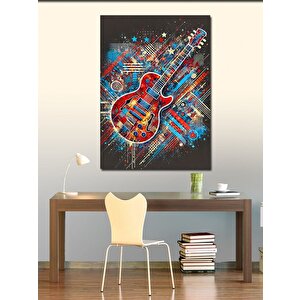 Kanvas Tablo Renkli Elektro Gitar Ve Işık Efektleri 100x140 cm