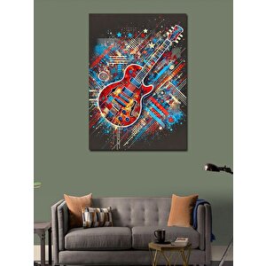 Kanvas Tablo Renkli Elektro Gitar Ve Işık Efektleri 100x140 cm