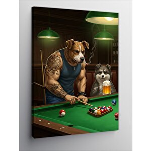 Kanvas Tablo Bilardo Masasında Köpekler 70x100 cm