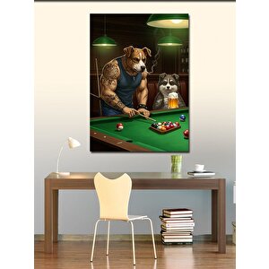 Kanvas Tablo Bilardo Masasında Köpekler 70x100 cm