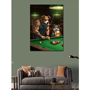 Kanvas Tablo Bilardo Masasında Köpekler 70x100 cm
