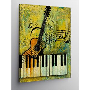 Kanvas Tablo Piyano Ve Gitar Motifi 100x140 cm