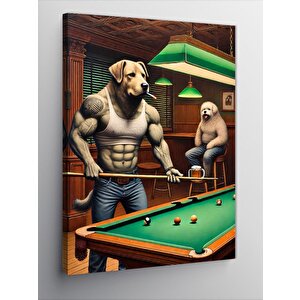 Kanvas Tablo Bilardo Masasında Köpekler 100x140 cm
