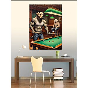 Kanvas Tablo Bilardo Masasında Köpekler 100x140 cm
