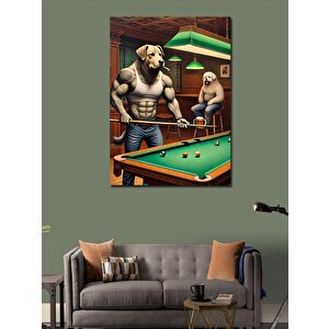 Kanvas Tablo Bilardo Masasında Köpekler 100x140 cm