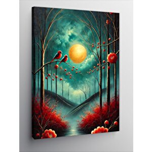 Kanvas Tablo Kırmızı Orman Ve Ayışığı 50x70 cm