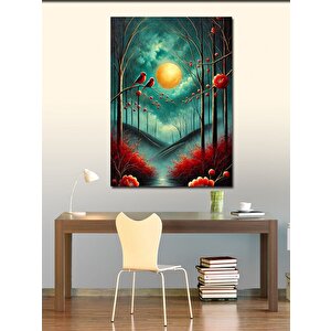 Kanvas Tablo Kırmızı Orman Ve Ayışığı 50x70 cm