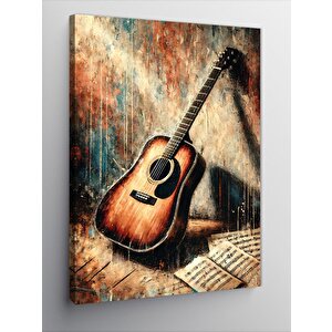 Kanvas Tablo Eski Gitar Ve Melodi 50x70 cm